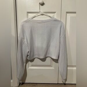 Shein White V Neck Sweater Crop Top